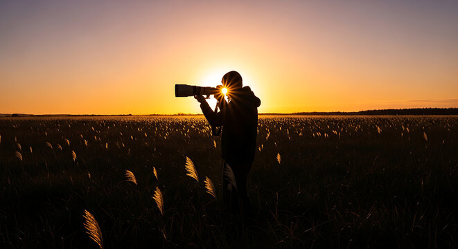 Fototapeta Photographer Taking Photos of the Sunset