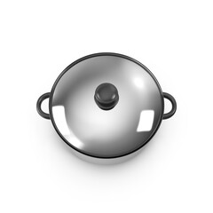 Stainless Steel Cooking Pot with Lid Isolated on Transparent Background