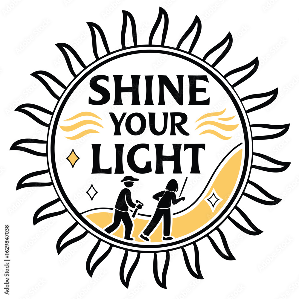 Poster A simple and clean circular sun icon with evenly spaced rays perfect for representing warmth energy and daylight in various graphic design projects