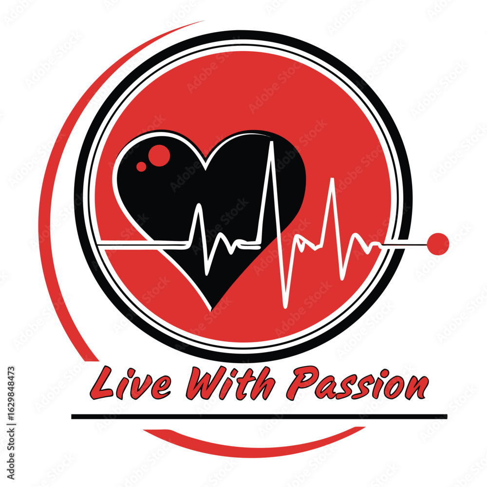 Poster abstract circular graphic featuring a stylized heartbeat line transitioning smoothly within its peri