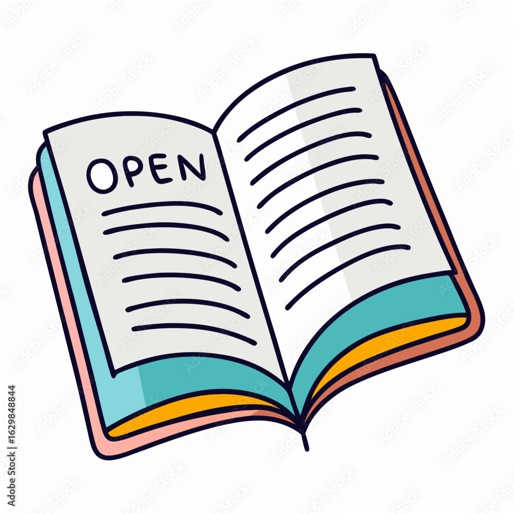 Poster open notebook with lines and text on a white background writing
