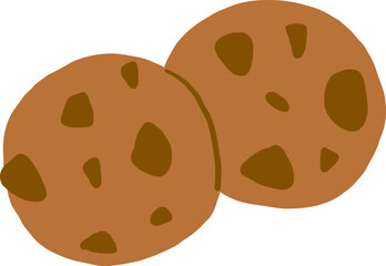 Flat Style Chocolate Chip Cookie Pair