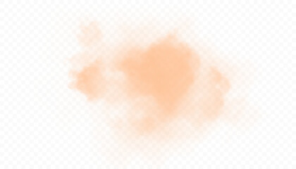 Soft orange cloud, smoke, steam with smooth edges, bright haze. Vector design element on white background.