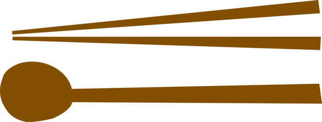Flat Style Chopsticks and Spoon Set Illustration