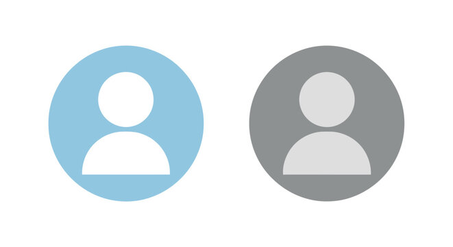 Vector illustration of illustration of two user profile icons, one blue and one gray, isolated on white background