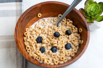 cereal   with blue berries on top