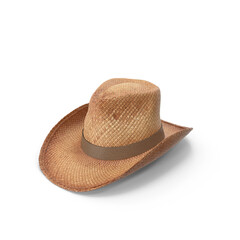 Straw Cowboy Hat Isolated on Transparent Background