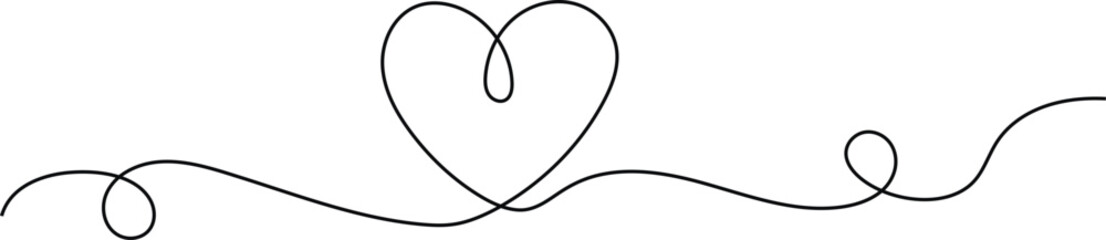 Vector art of simple continuous line drawing of a heart isolated on white background