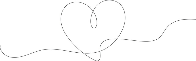 Vector art of simple continuous line drawing of a heart isolated on white background