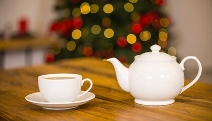 Fototapeta premium White Ceramic Teapot and Cup