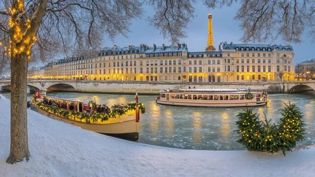 Winter in Paris: Seine River Cruise with Eiffel Tower View - Festive Holiday Scene