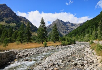 Le Drac Blanc dans la vallée de Champoléon. Champsaur. Parc National des Ecrins - Hautes-Alpes. 
