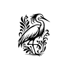 Fototapeta premium Stylized illustration of a graceful heron standing on one leg