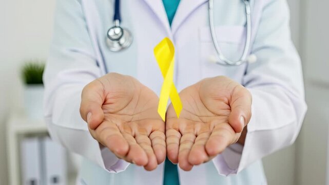 Doctor Holding Yellow Ribbon. September 10 World Suicide Prevention Day