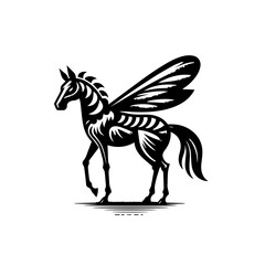 Fototapeta premium Stylized winged horse with zebra stripes, isolated on white background