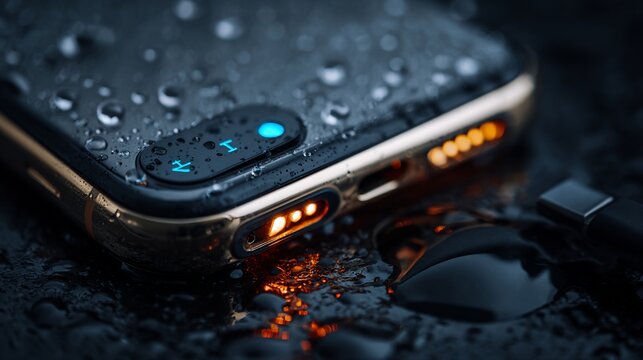 Sleek smartphone with water resistance charging - Powered by Adobe