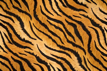 Seamless Tiger Fur Pattern &ndash; Photorealistic Animal Print with Black Stripes on Golden-Orange Background

