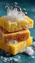 three pieces of soap sitting on top of each other