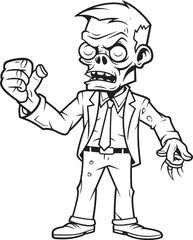 Undead Figure with Pointed Hand Vector Black Design Eerie Zombie with Intense Pointing Stance Black Vector Logo