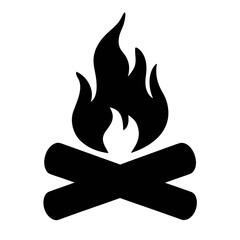 Campfire bonfire flame fire wood burning heat hot outdoor camping nature adventure icon vector