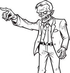 Zombie Icon Pointing with One Hand Vector Black Logo Upright Zombie Silhouette Pointing Forward Black Vector Design