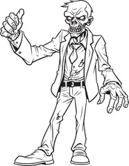 Eerie Zombie with Hand Pointing Vector Black Design Icon One Handed Pointing Zombie Black Vector Logo Icon