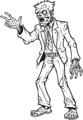 Undead with One Arm Raised and Pointing Vector Black Icon Scary Zombie Pointing Directly Black Vector Logo Design