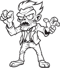 Upright Zombie with Finger Extended Black Vector Icon Horror Zombie Stance with Pointing Hand Black Vector Logo