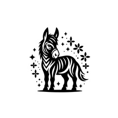 Obraz premium Cute zebra illustration with stars isolated on white background