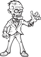 Eerie Pointing Zombie Icon Black Vector Logo Walking Dead Pointing Vector Black Design Logo