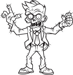 Menacing Pointing Zombie in Upright Pose Black Vector Icon Zombie with Finger Pointing at Victim Vector Black Logo