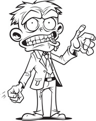 Upright Zombie Silhouette with Pointing Gesture Black Vector Design Pointing Dead Figure in Standing Pose Black Vector Logo