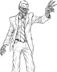 Undead Pointing at Its Prey Vector Black Icon Zombie Figure Standing and Pointing Black Vector Logo