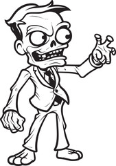 Zombie Pointing at Viewer Vector Black Design Standing Deadman Pointing in One Direction Black Vector Logo