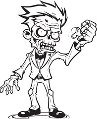 Horror Zombie Pointing at the Horizon Vector Black Logo One Handed Undead with Outstretched Finger Black Vector Icon