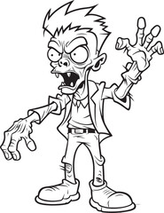 Undead Walker Pointing in One Direction Vector Black Design Zombie Figure Upright with Pointing Gesture Vector Black Icon