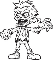 Creepy Zombie with Pointing Stance Vector Black Design Logo Eerie Zombie Pointing One Hand Black Vector Icon