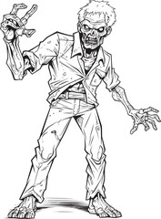 Standing Ghoul with Outstretched Finger Black Vector Logo Icon Zombie Character in Pointing Position Vector Black Design