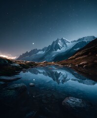 Mont Blanc Reflection at Night