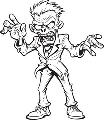 Standing Ghoul with Menacing Hand Black Vector Logo Undead Pointing at Its Prey Vector Black Design Icon