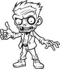 Undead Pointing at Its Prey Vector Black Design Icon Zombie with Finger Pointing Forward Black Vector Logo