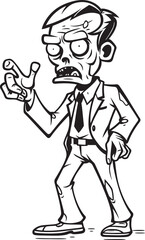 Creepy Pointing Zombie with Sharp Fingers Black Vector Logo Horror Inspired Pointing Ghoul Vector Black Design
