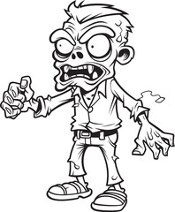 Undead Figure in Pointing Stance Black Vector Logo One Handed Zombie Pointing the Way Vector Black Design