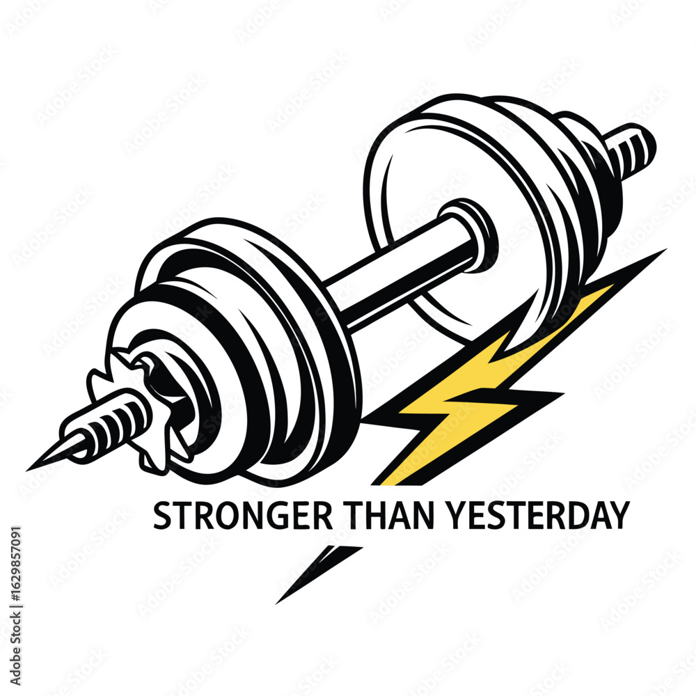 Aufkleber dynamic abstract representation of a dumbbell with sharp bold angled lines in a vibrant color palett