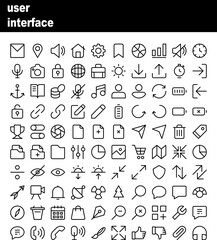A collection of user interface icons. User interface icons for websites, apps, printing, documents, poster design, and more.