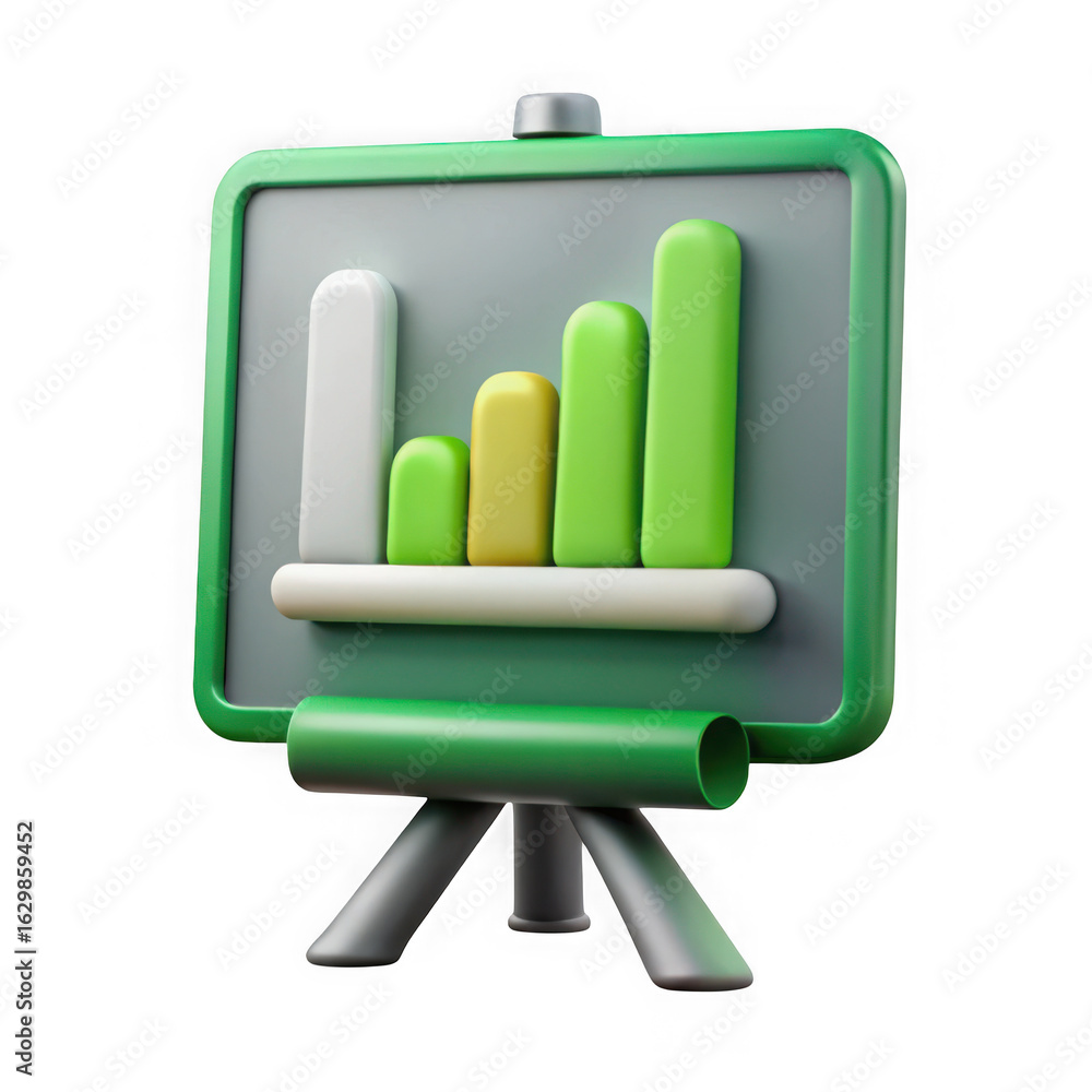 Aufkleber 3d illustration of a 3d rendering of a bar chart on a presentation board depicting business growth a