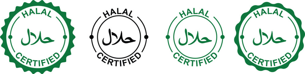Halal Food Product Label Icon Logo Sticker for Packaging Design