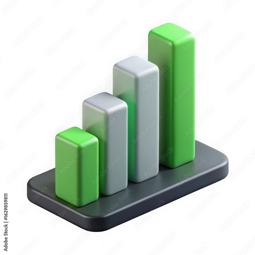 Aufkleber 3d illustration of isometric 3d illustration of a bar chart showing business growth and financial su