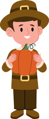 Naklejka premium Thanksgiving Boy Holding Pumpkin