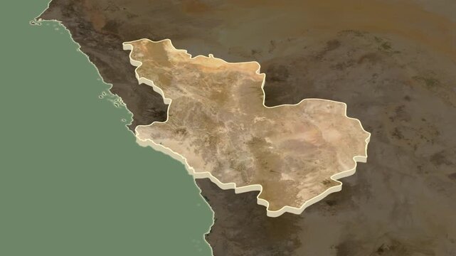 Al Madinah region, Saudi Arabia, extruded. Map animation